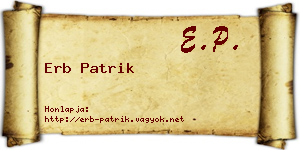 Erb Patrik névjegykártya